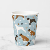 Boxer Dog Knochen und Paws Paper Cups Pappbecher (Rückseite)