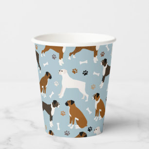 Boxer Dog Knochen und Paws Paper Cups Pappbecher