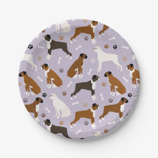 Boxer Dog Knochen und Paws Paper Plate Pappteller (Vorderseite)
