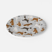 Boxer Dog Knochen und Paws Pappteller (Schrägansicht)