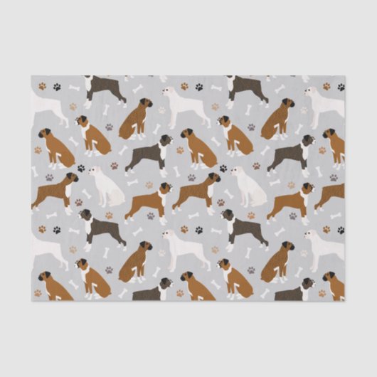 Boxer Dog Knochen und Paws Seidenpapier (Vorderseite)