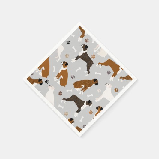 Boxer Dog Knochen und Paws Serviette (Ecke)