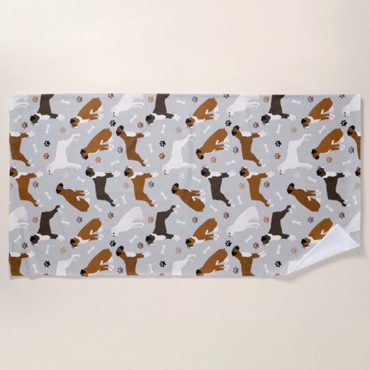 Boxer Dog Knochen und Paws Strandtuch (Vorderseite)