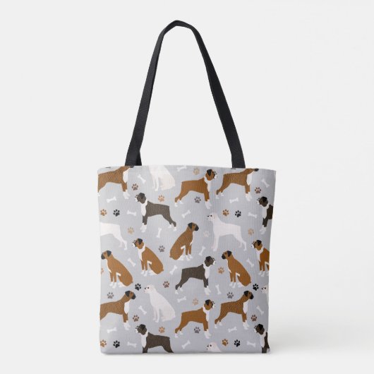 Boxer Dog Knochen und Paws Tasche (Rückseite)