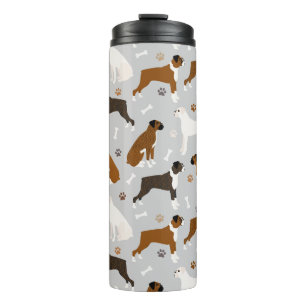 Boxer Dog Knochen und Paws Thermosbecher