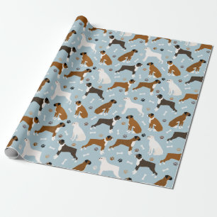 Boxer Dog Knochen und Paws Wrapping Paper Geschenkpapier