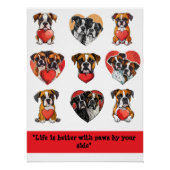 Boxer Dog Liebe - Romantische Wasserfarbe Poster (Vorderseite)