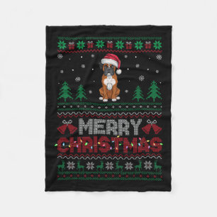 Boxer Dog liebt Weihnachtsmannmütze Weihnachtsbaum Fleecedecke