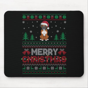 Boxer Dog liebt Weihnachtsmannmütze Weihnachtsbaum Mousepad