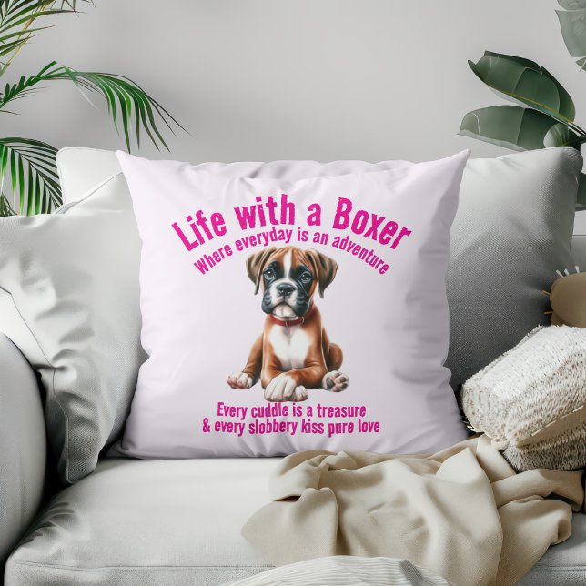 Boxer Dog Life Full of Adventures Kissen (Von Creator hochgeladen)