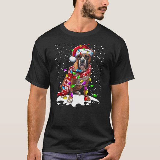 Boxer Dog Lighting Xmas Boxer Christmas T-Shirt (Vorderseite)