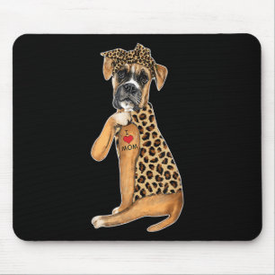 Boxer Dog Lover T-Shirt I Liebe Mama Tattoo Leopar Mousepad