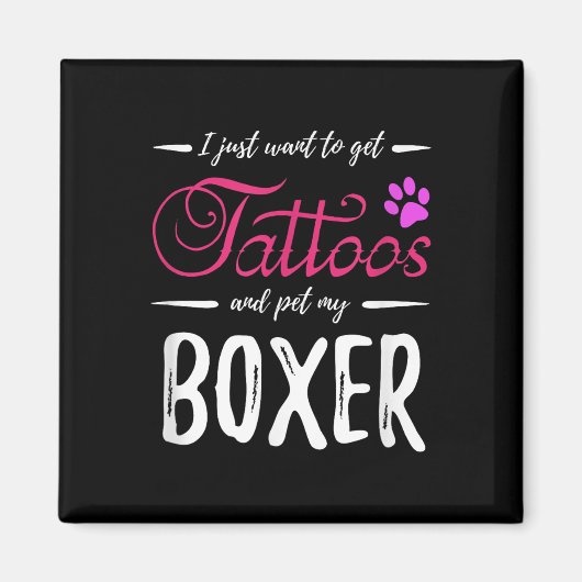 Boxer Dog Lover Tattoo Shirt Funny Dog Mama Gesche Magnet (Vorne)