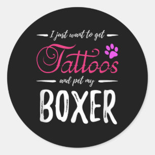 Boxer Dog Lover Tattoo Shirt Funny Dog Mama Gesche Runder Aufkleber