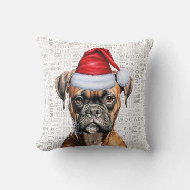 Boxer Dog Lover Weihnachtsfeiertag Kissen (Vorderseite)