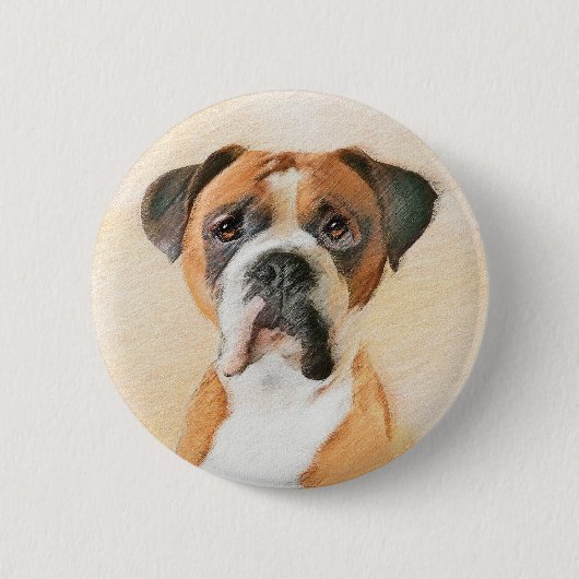 Boxer Dog Malerei unzugeschnittene ursprüngliche T Button (Vorderseite)