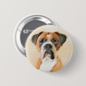 Boxer Dog Malerei unzugeschnittene ursprüngliche T Button (Vorne & Hinten)