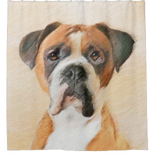 Boxer Dog Malerei unzugeschnittene ursprüngliche T Duschvorhang