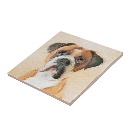 Boxer Dog Malerei unzugeschnittene ursprüngliche T Fliese (Seite)