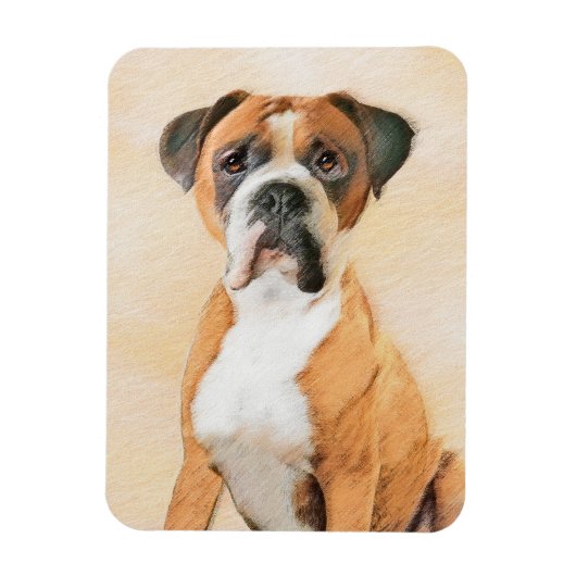 Boxer Dog Malerei unzugeschnittene ursprüngliche T Magnet (Vertikal)