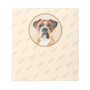 Boxer Dog Malerei unzugeschnittene ursprüngliche T Notizblock