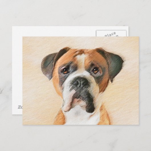 Boxer Dog Malerei unzugeschnittene ursprüngliche T Postkarte (Vorne/Hinten)