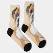 Boxer Dog Malerei unzugeschnittene ursprüngliche T Socken (Rechts)