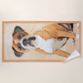 Boxer Dog Malerei unzugeschnittene ursprüngliche T Strandtuch (Vorderseite)