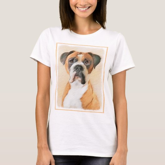 Boxer Dog Malerei unzugeschnittene ursprüngliche T T-Shirt (Vorderseite)