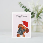 Boxer Dog mit Weihnachtsmannmütze Card (Stehend Vorderseite)