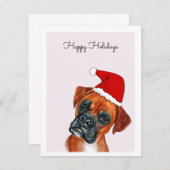 Boxer Dog mit Weihnachtsmannmütze Card (Vorne/Hinten)