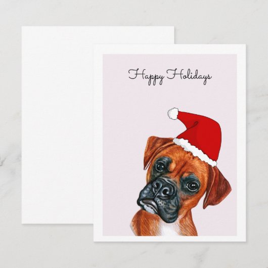 Boxer Dog mit Weihnachtsmannmütze Card (Vorne/Hinten)