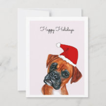 Boxer Dog mit Weihnachtsmannmütze Card