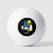 Boxer Dog Monogram Niedliche Silhouette TriGrid Golfball (Vorderseite)