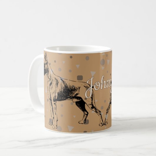 Boxer Dog Mug – Geometric Boxer Illustration Kaffeetasse (Vorderseite Links)