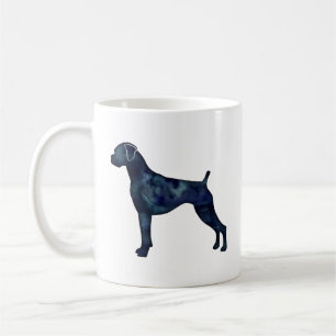Boxer Dog Natural Ears Black Watercolor Silhouette Kaffeetasse