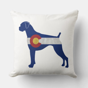 Boxer Dog Natural Ears Colorado Flag Silhouette Kissen