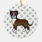 Boxer Dog Niedlich Illustration & Paws Keramik Ornament (Vorne)