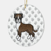 Boxer Dog Niedlich Illustration & Paws Keramik Ornament (Links)