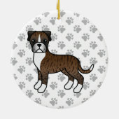 Boxer Dog Niedlich Illustration & Paws Keramik Ornament (Hinten)
