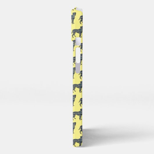 Boxer Dog Niedlich Silhouette Grid Blue iPhone Hülle (Linke Seite)