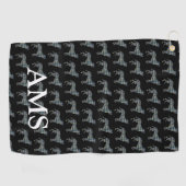 Boxer Dog Niedliche Silhouette Y&B Grid Black Golfhandtuch (Horizontal)