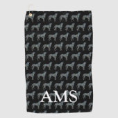 Boxer Dog Niedliche Silhouette Y&B Grid Black Golfhandtuch (Vorderseite)