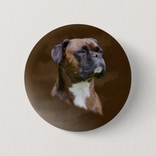 Boxer Dog Ölgemälde Porträt Button (Vorderseite)