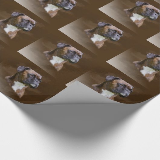 Boxer Dog Ölgemälde Porträt Geschenkpapier (Ecke)