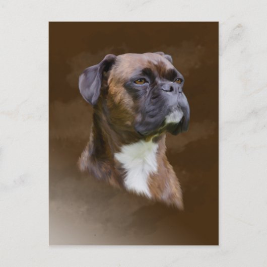 Boxer Dog Ölgemälde Porträt Postkarte (Vorderseite)
