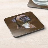 Boxer Dog Ölgemälde Porträt Untersetzer (Linke Seite)
