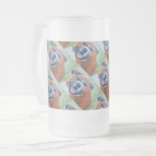 boxer dog pattern mug mattglas bierglas (Vorderseite Links)