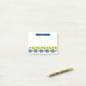 Boxer Dog & Paw Gelb & Blau Gitter Linien Post-it Klebezettel (Auf Schreibtisch)