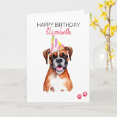 Boxer Dog Personalisiert Happy Birthday Karte (Gelbe Blume)